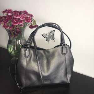 Coach Edie Shoulder Bag 28 In Metallic  Leather
